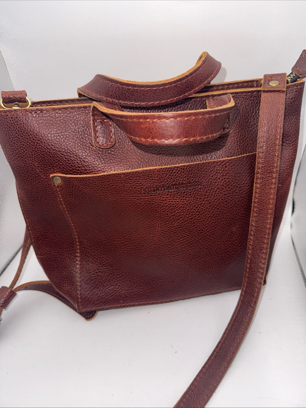 Portland Leather Brown Crossbody Tote